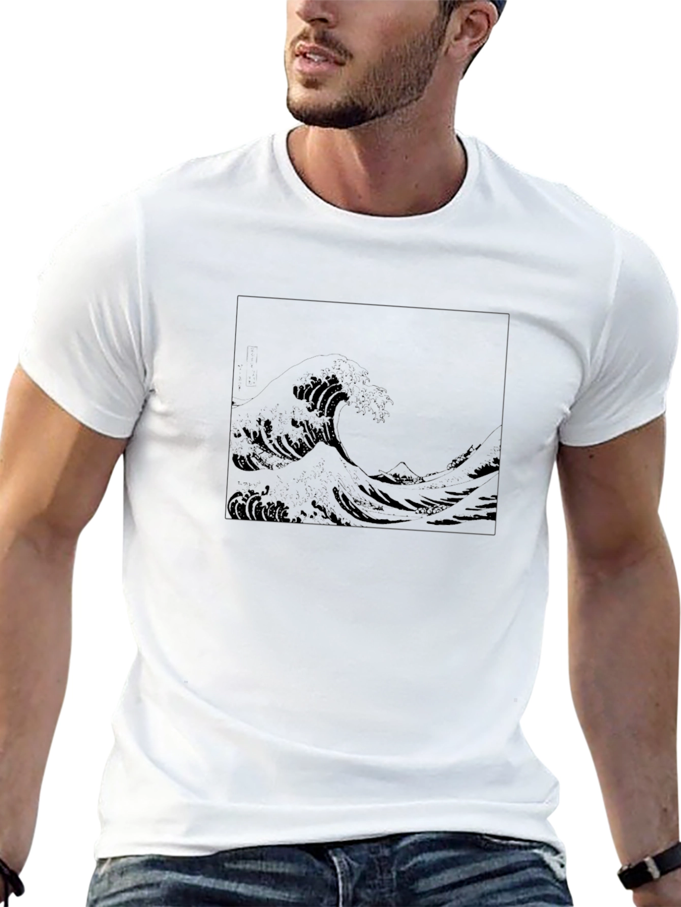 Black Great Wave Graphic Tee - Stylish Black T-Shirt view 13