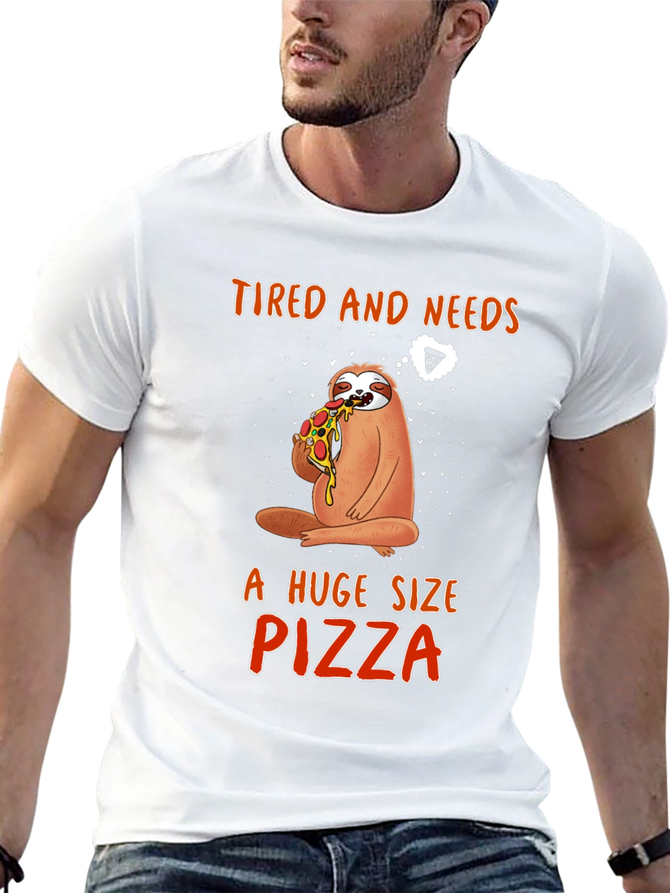 Black Sloth Pizza T-Shirt - Tired and Needs Pizza view 13