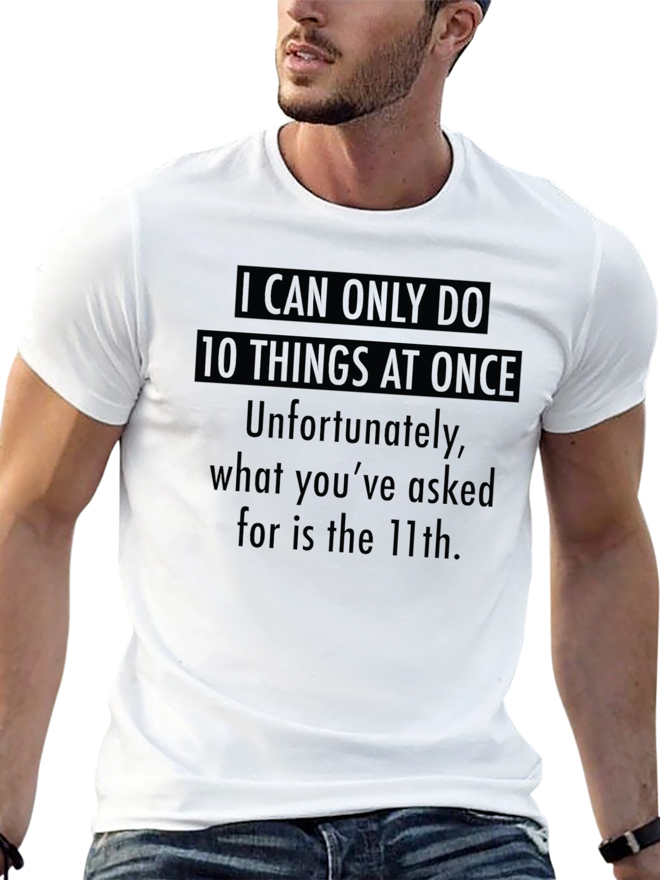 Black Humorous '10 Things At Once' Graphic Tee view 13