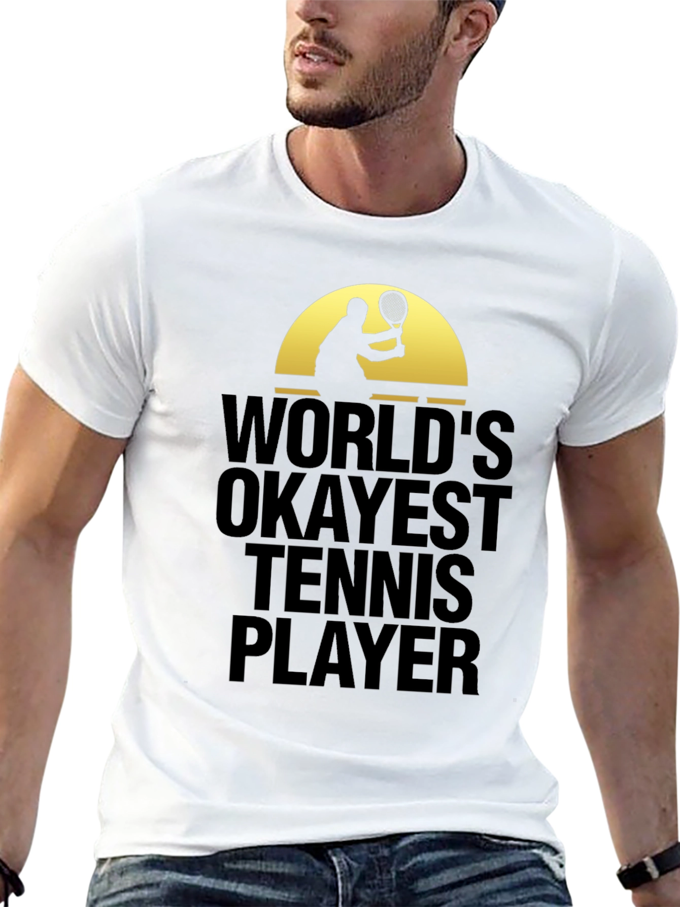 Black World's Okayest Tennis Player Graphic T-Shirt view 13