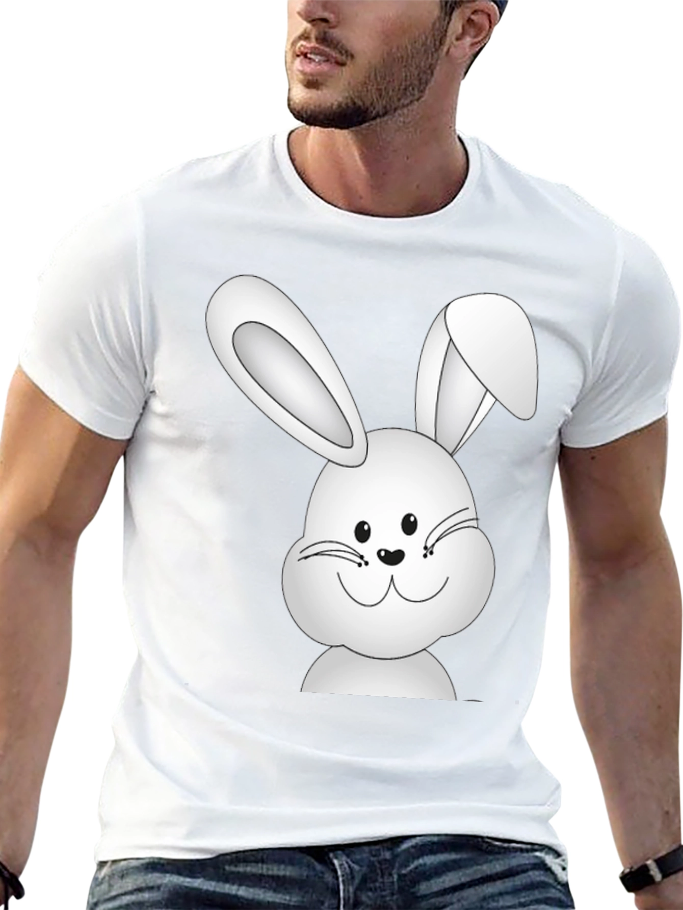 Black Black T-Shirt with Cute Bunny Design view 13