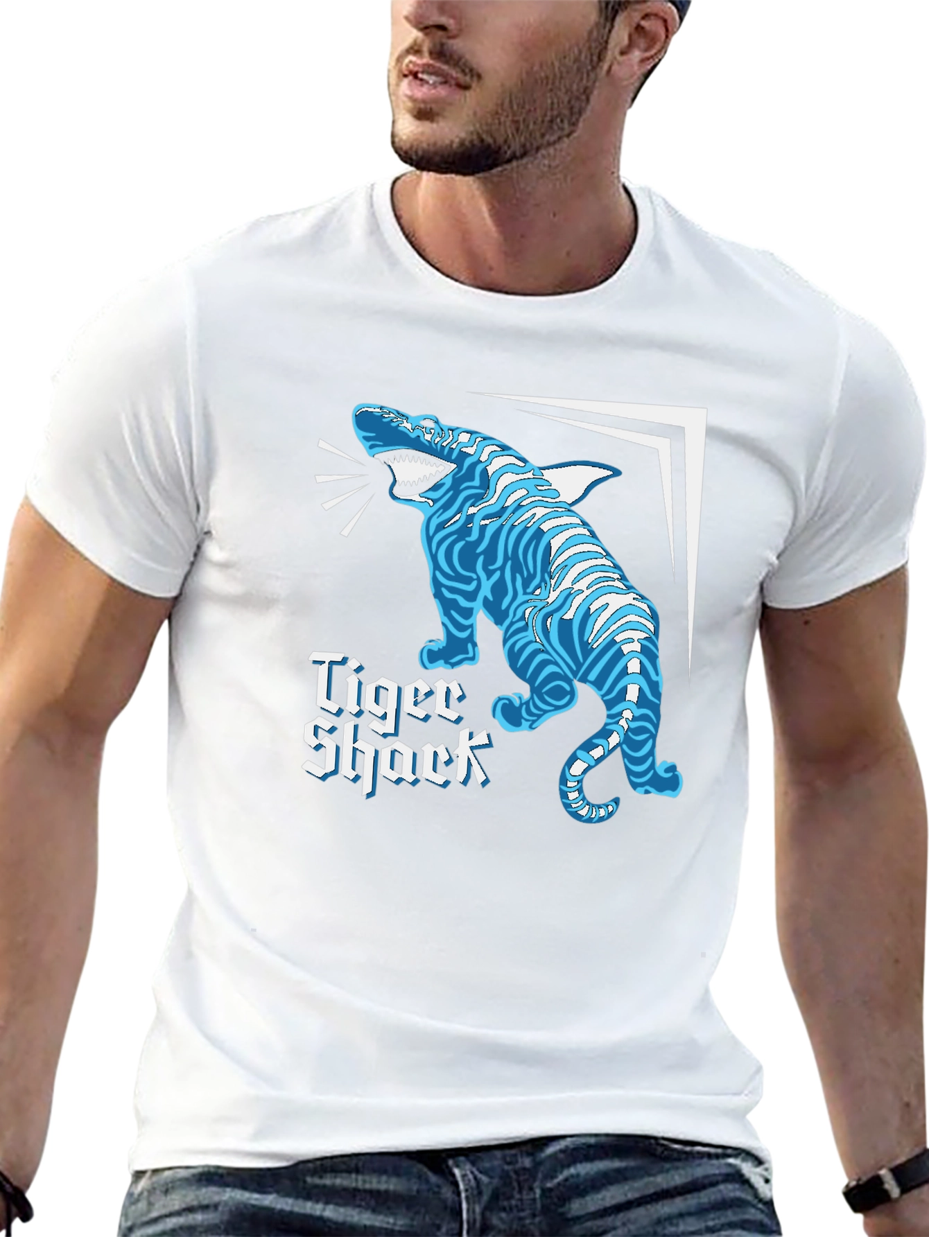Black Tiger Shark Graphic Tee - Novelty Shirt view 13