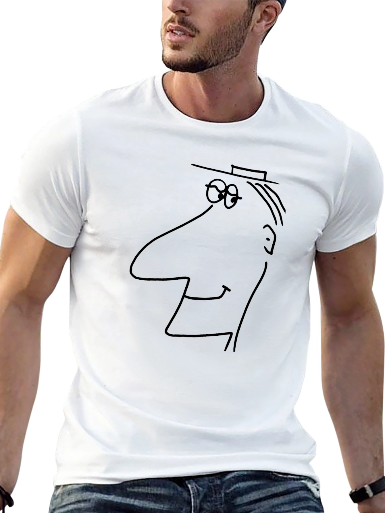 Black Abstract Cartoon Face Black T-Shirt view 13