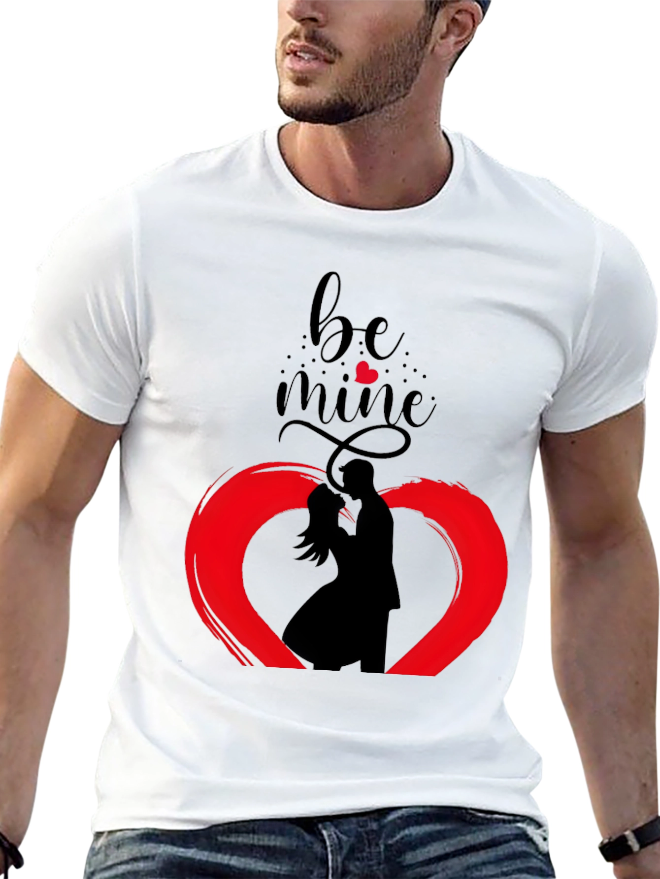 Black Be Mine Valentine's Graphic Tee - Stylish Black Cotton view 13