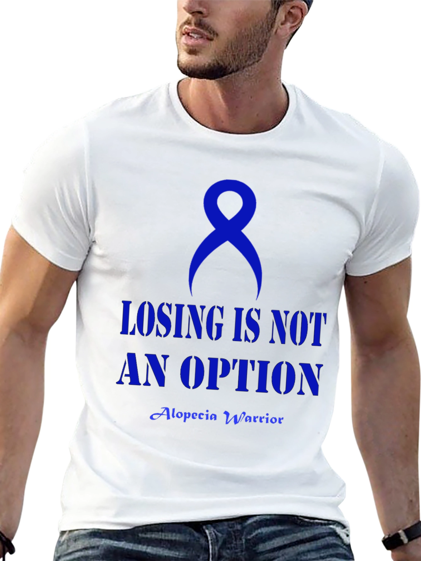 Black Alopecia Warrior T-Shirt: Losing is Not an Option view 13