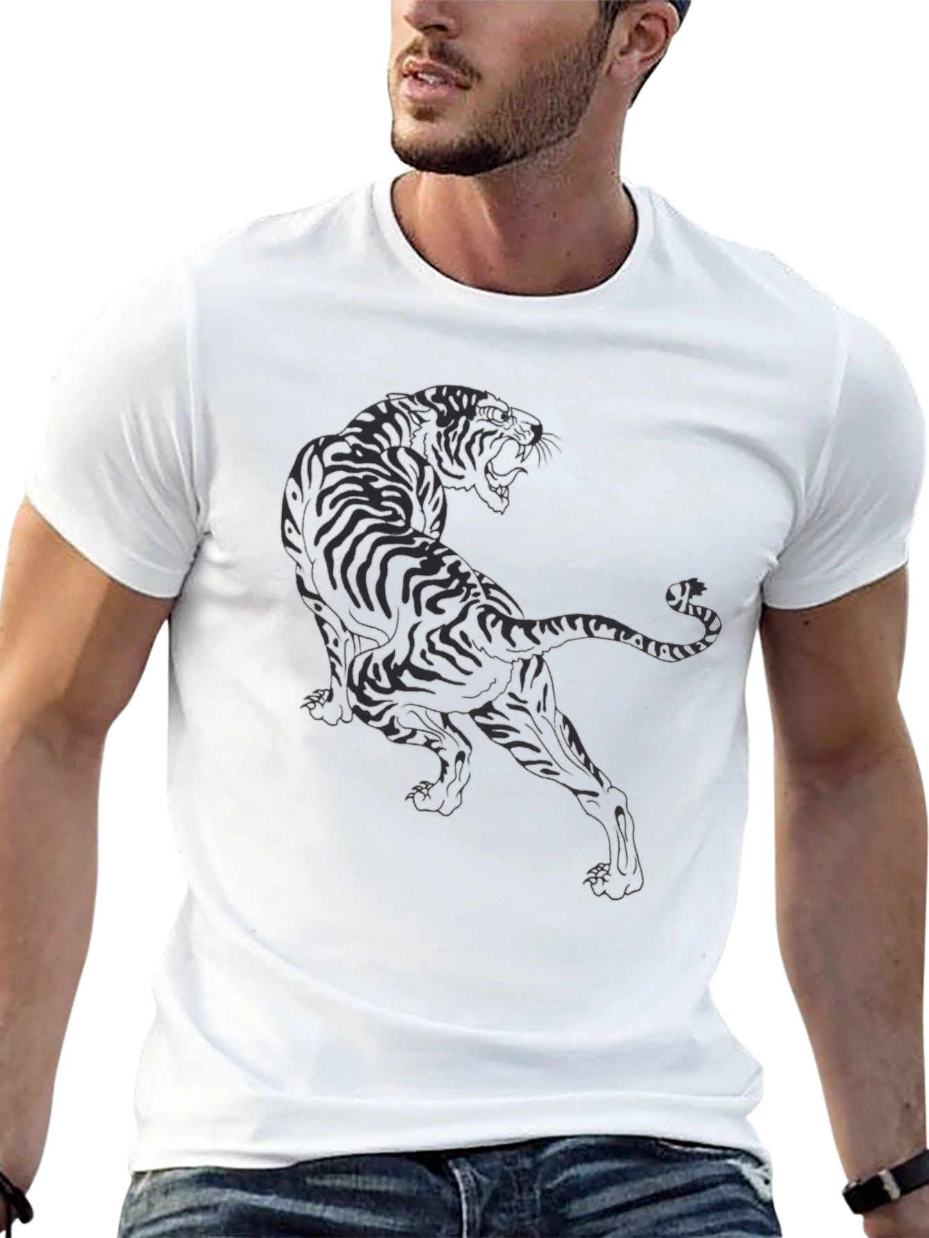 Black Black Tiger Graphic Tee - Stylish Men's T-Shirt view 13