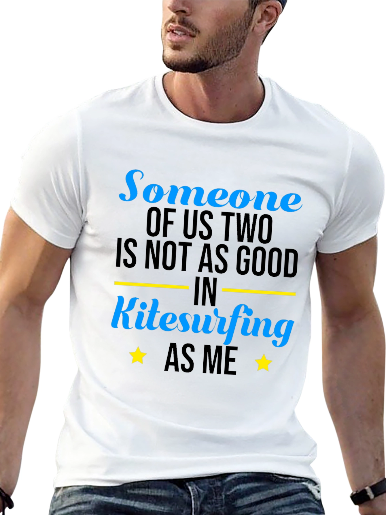 Black Funny Kitesurfing T-Shirt - "Someone Of Us Two" view 13