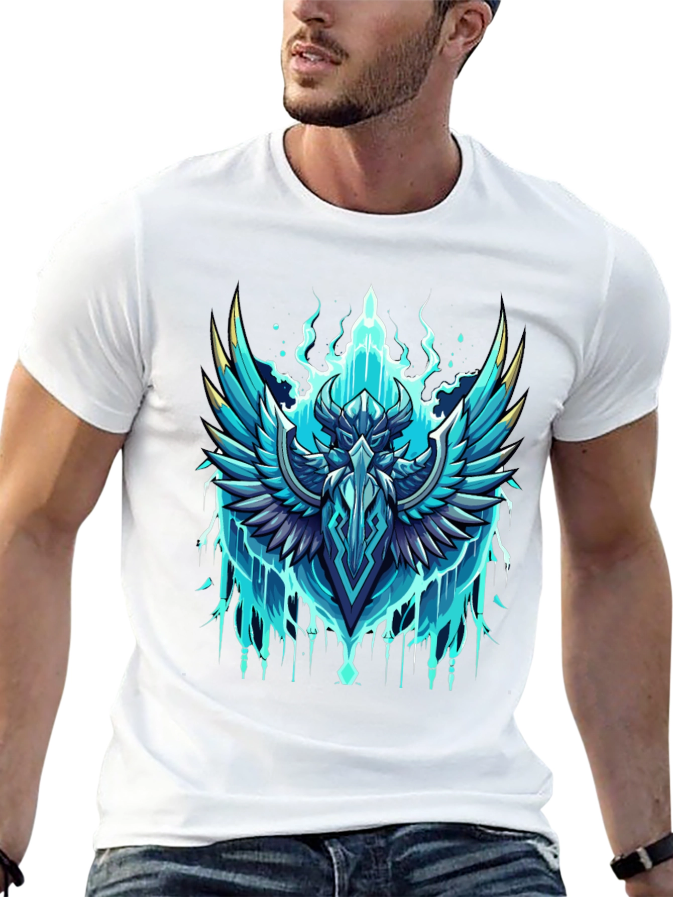 Black Epic Winged Crest Graphic Tee - Black Cotton view 13