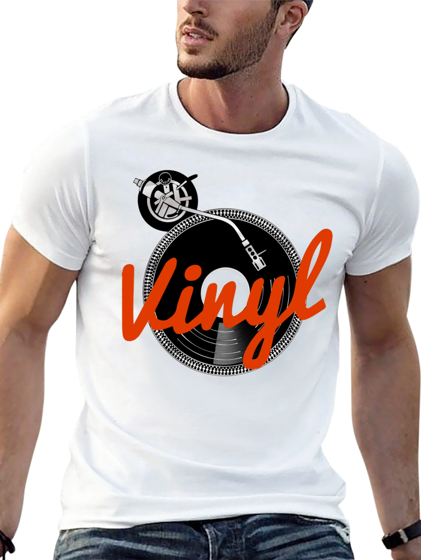 Black Vinyl Record T-Shirt - Turntable Graphic Tee view 13