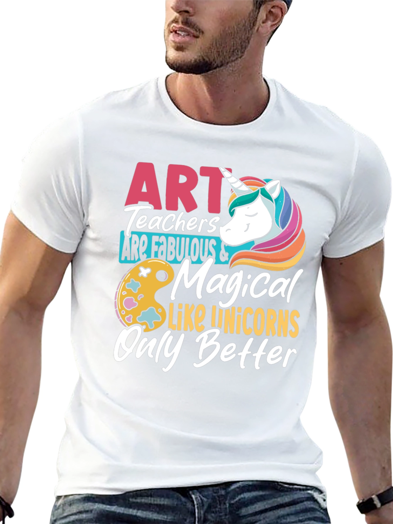 Black Art Teacher Unicorn Graphic T-Shirt view 13