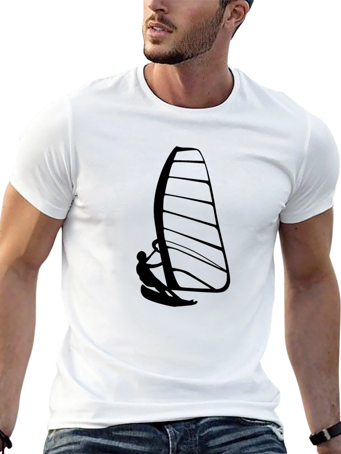Black Black Windsurfer Graphic Tee - Cool & Casual view 13