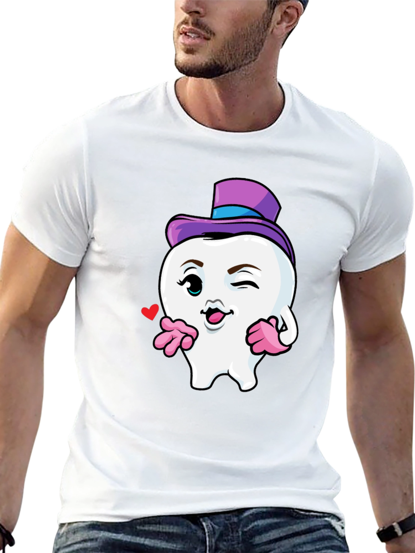 Whimsical Tooth Character Graphic Tee - 13