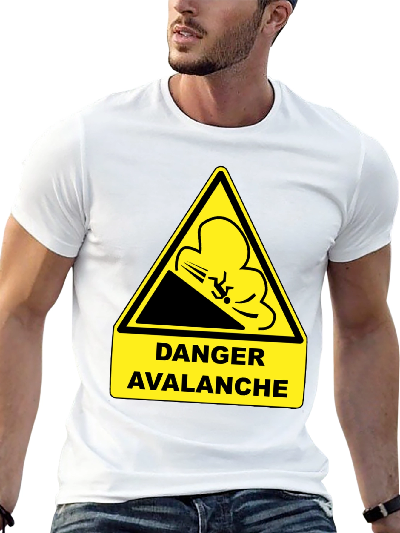 Black Danger Avalanche Warning Black T-Shirt view 13