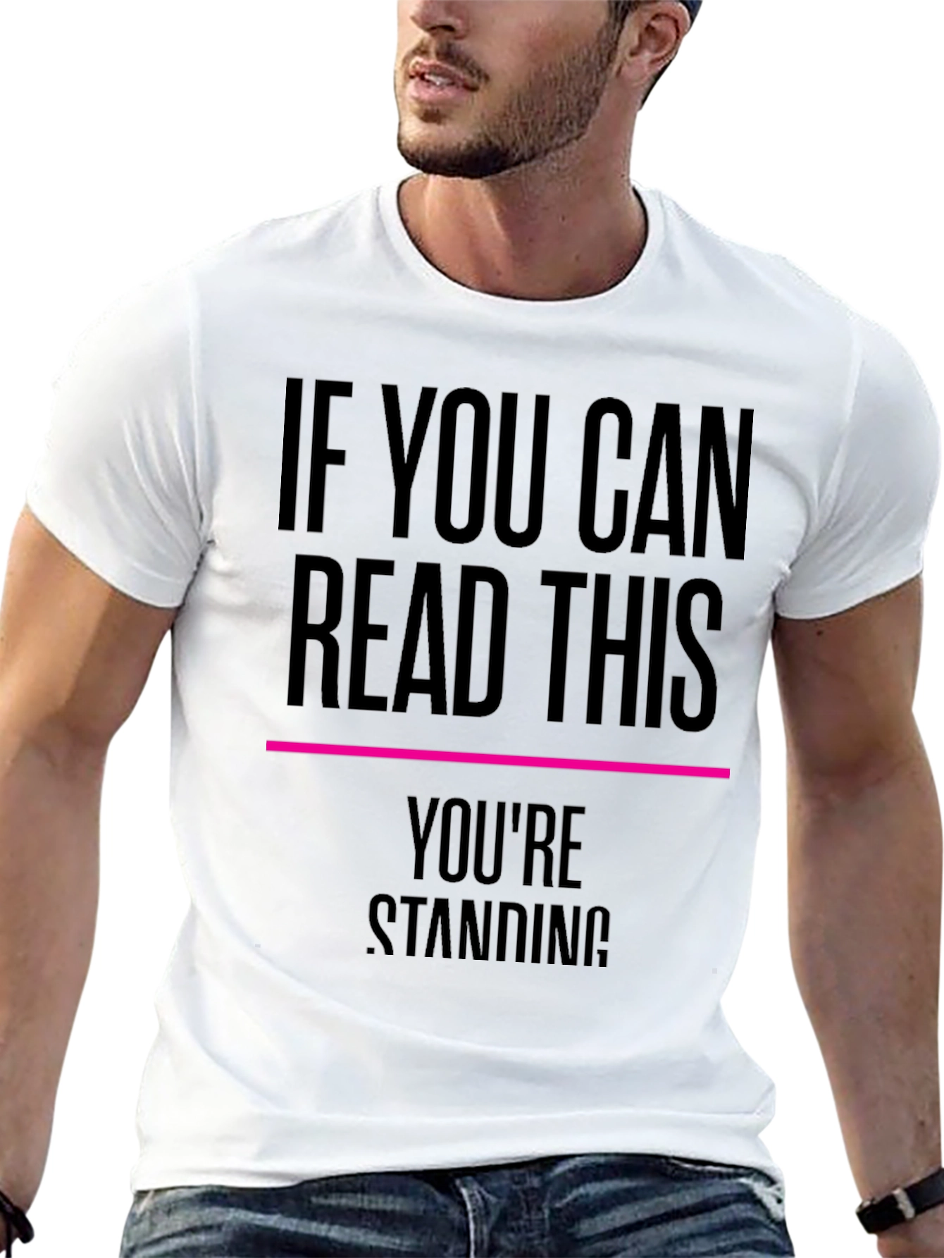 Black Humorous "If You Can Read This" Graphic T-Shirt view 13