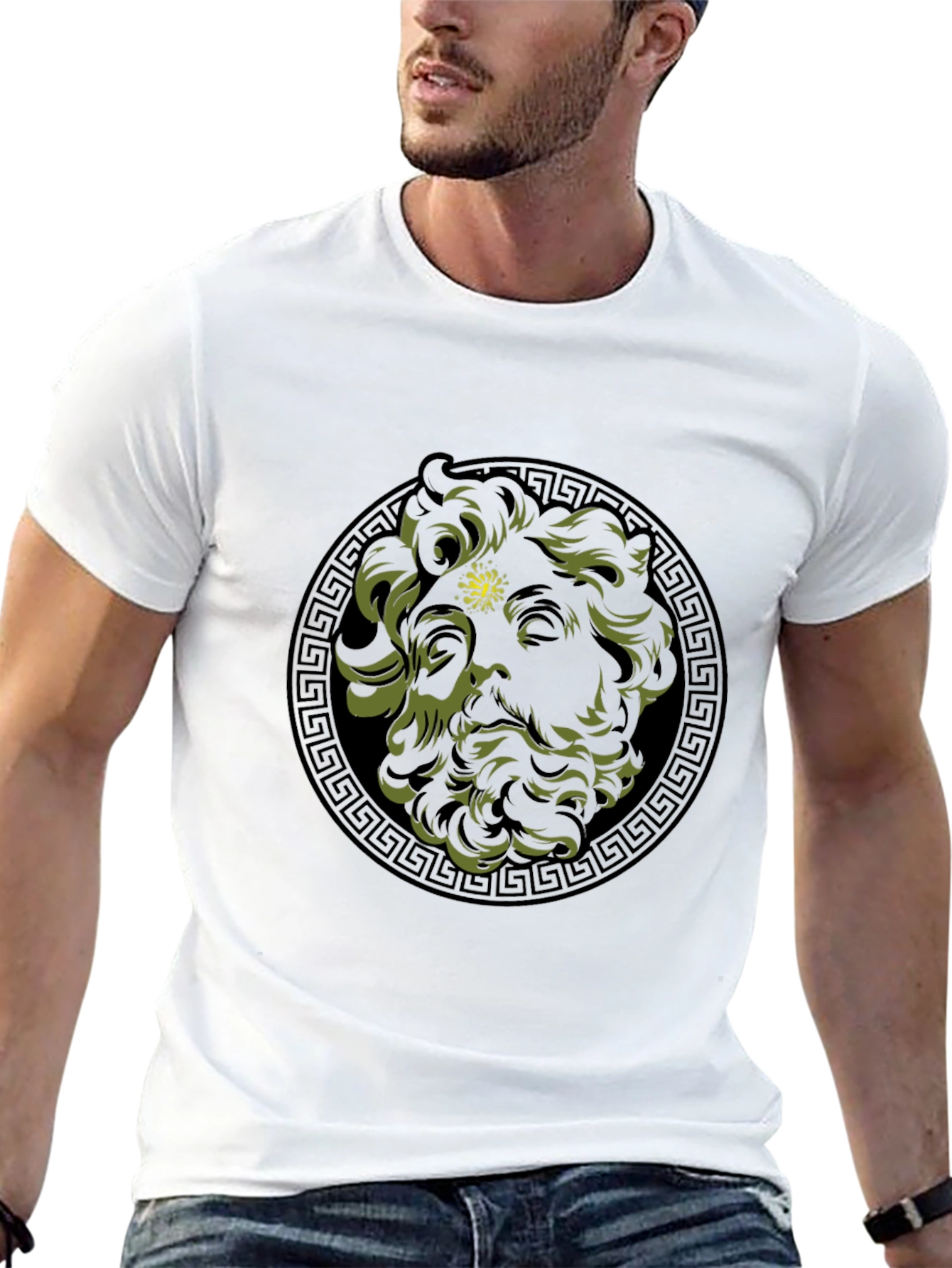 Black Greek God Medusa Graphic Tee - Black view 13