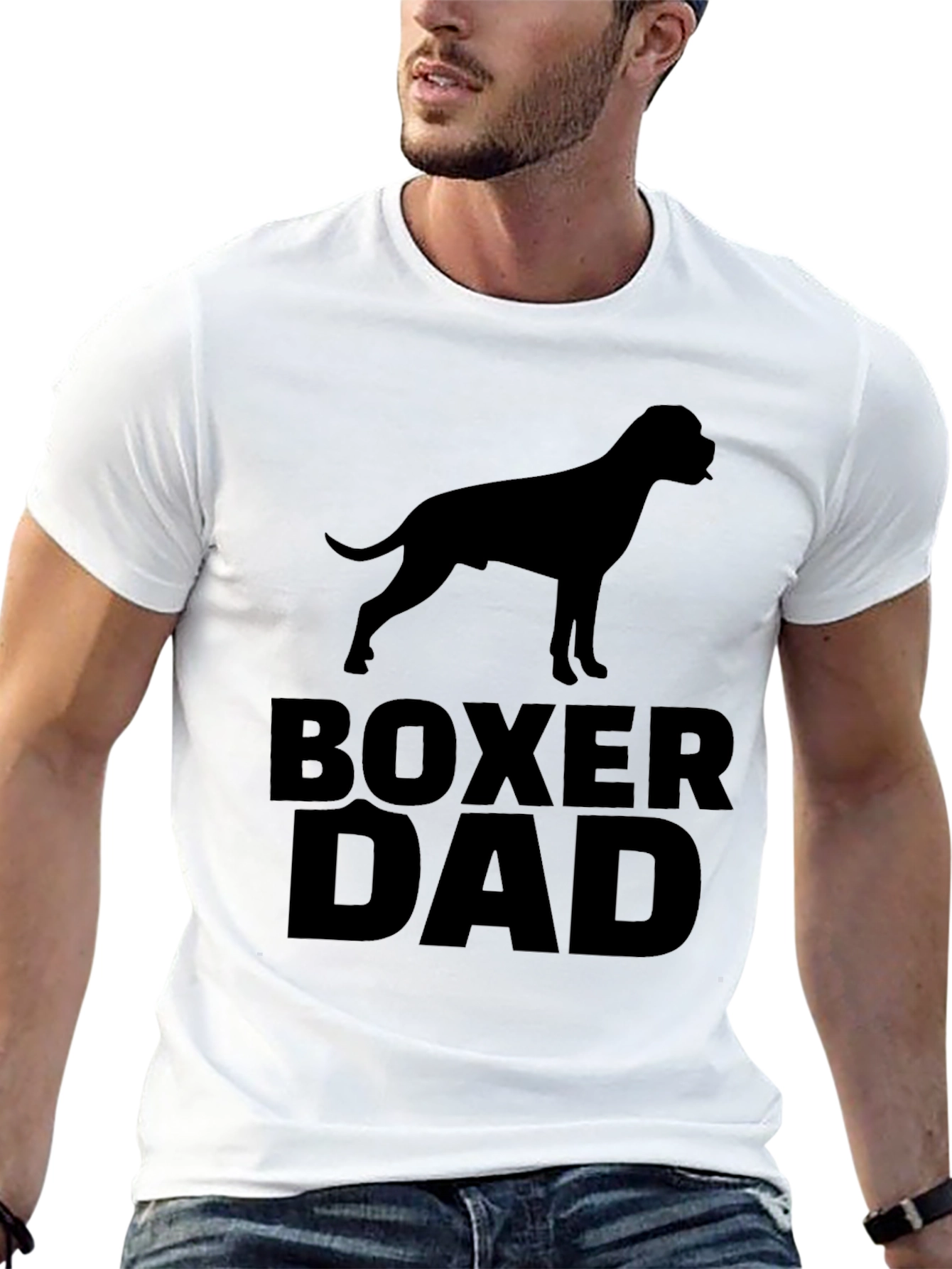 Black Boxer Dad Graphic T-Shirt - Black Dog Lover Tee view 13