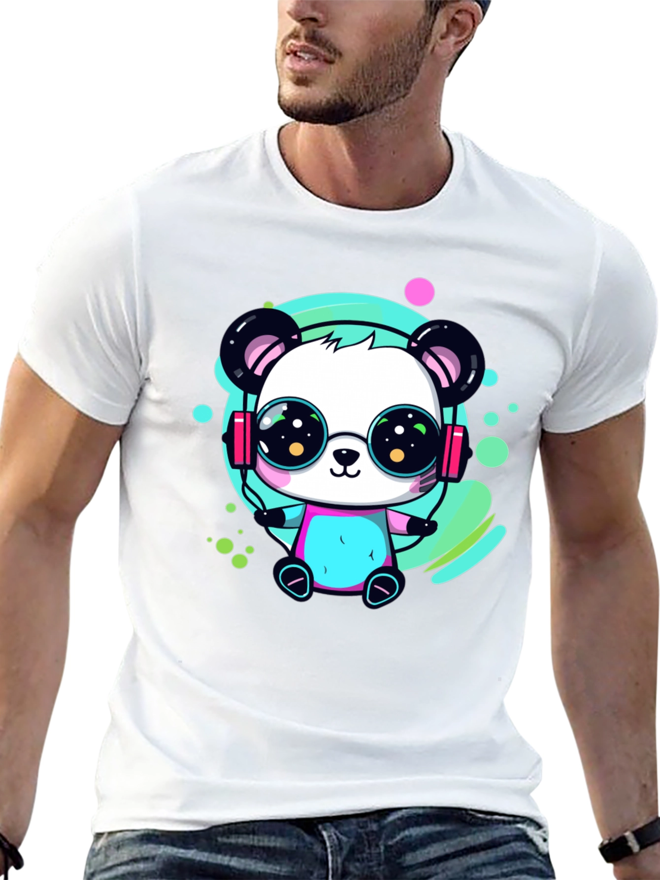 Black Cool Panda Graphic Tee view 13