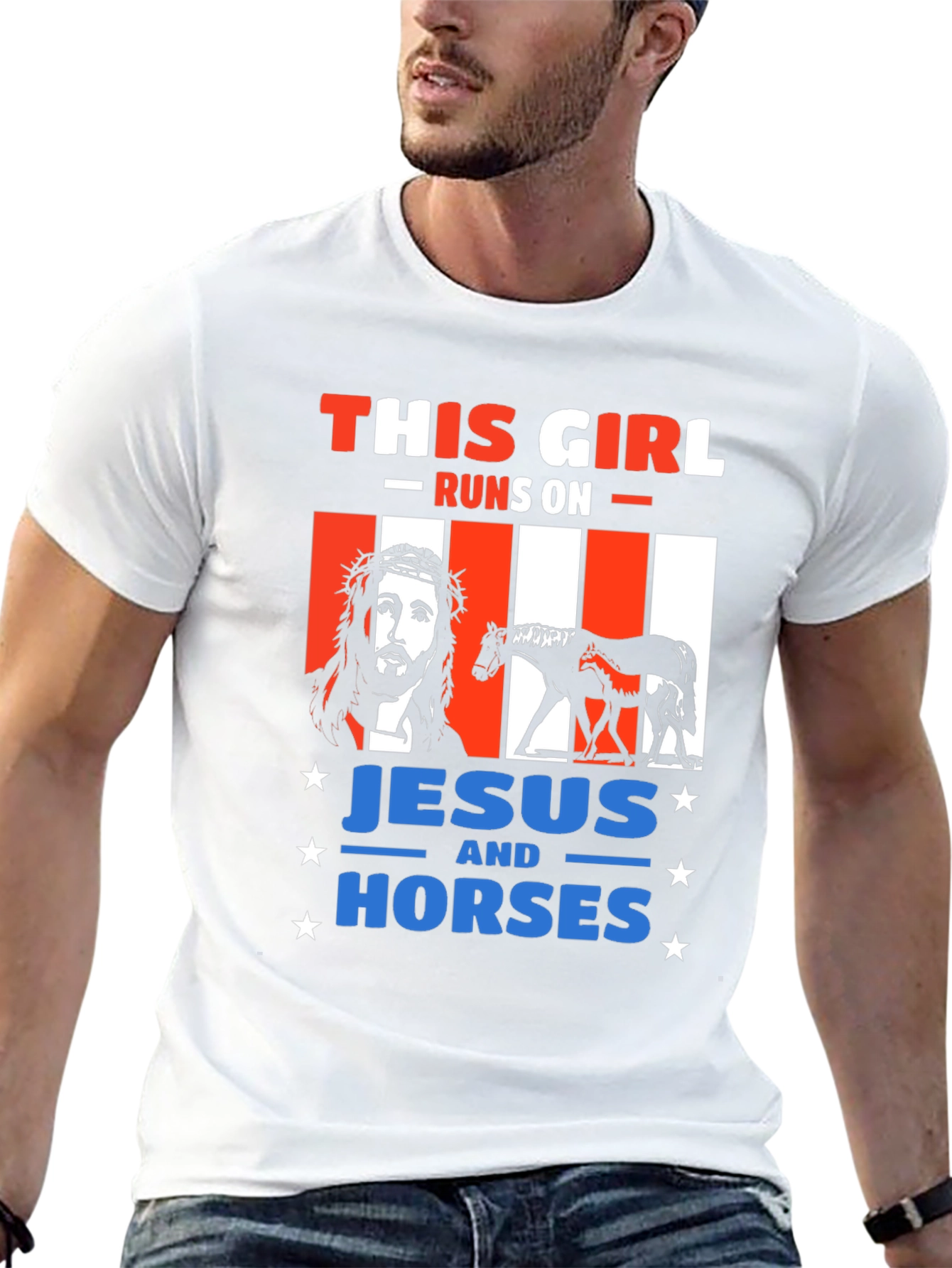 Black This Girl Runs On Jesus and Horses T-Shirt view 13