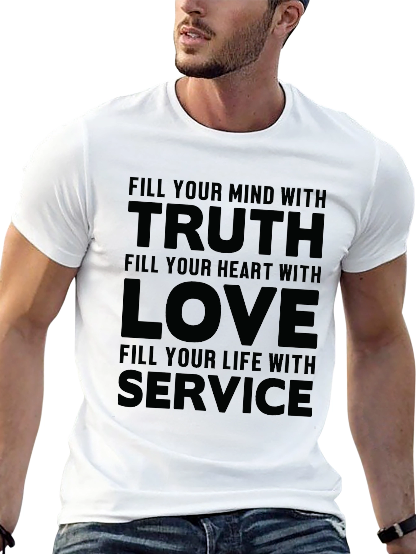 Black Truth Love Service Graphic Tee - Inspirational Quote Shirt view 13