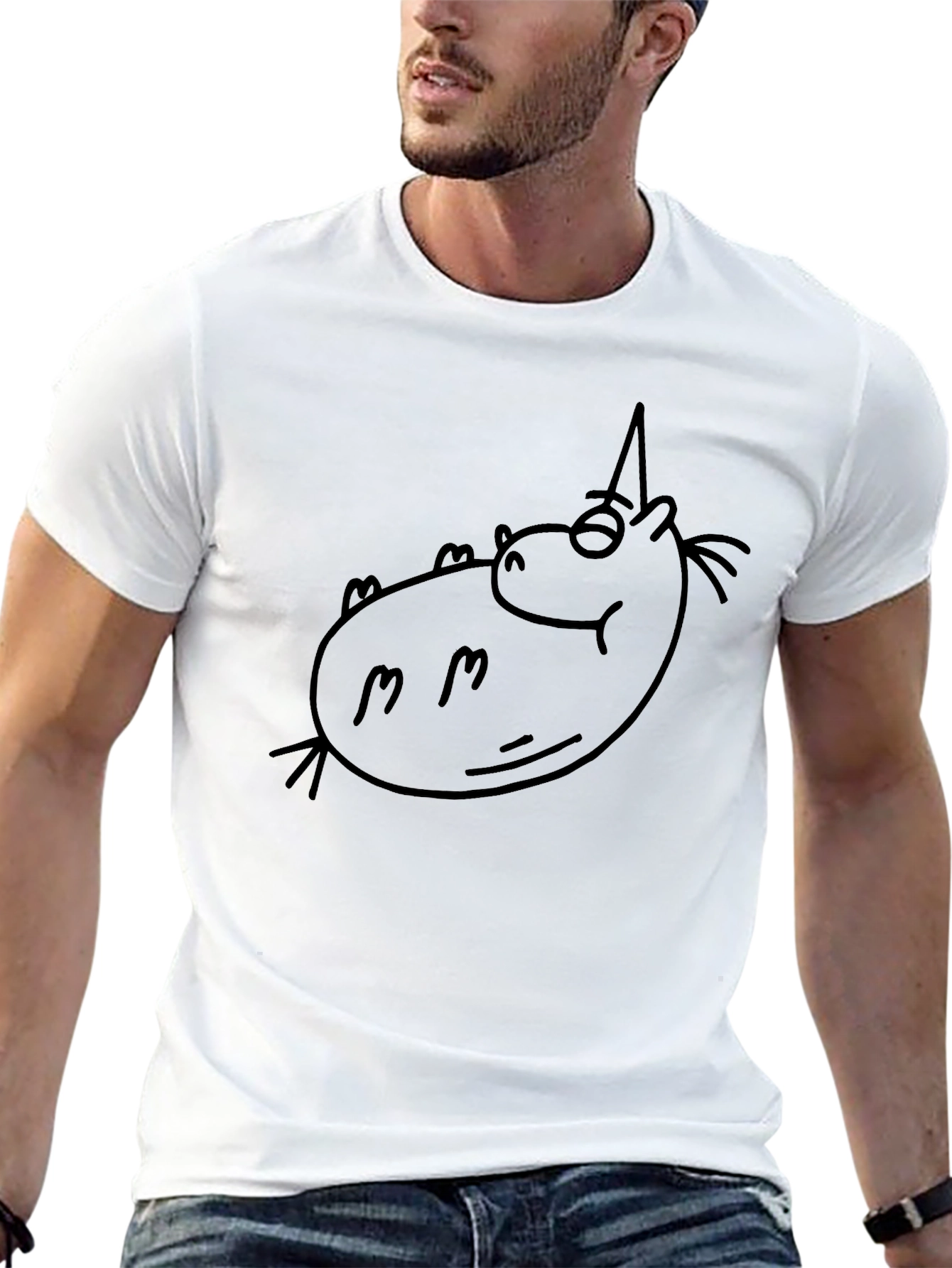 Black Funny Unicorn T-Shirt - Black Cotton Tee view 13