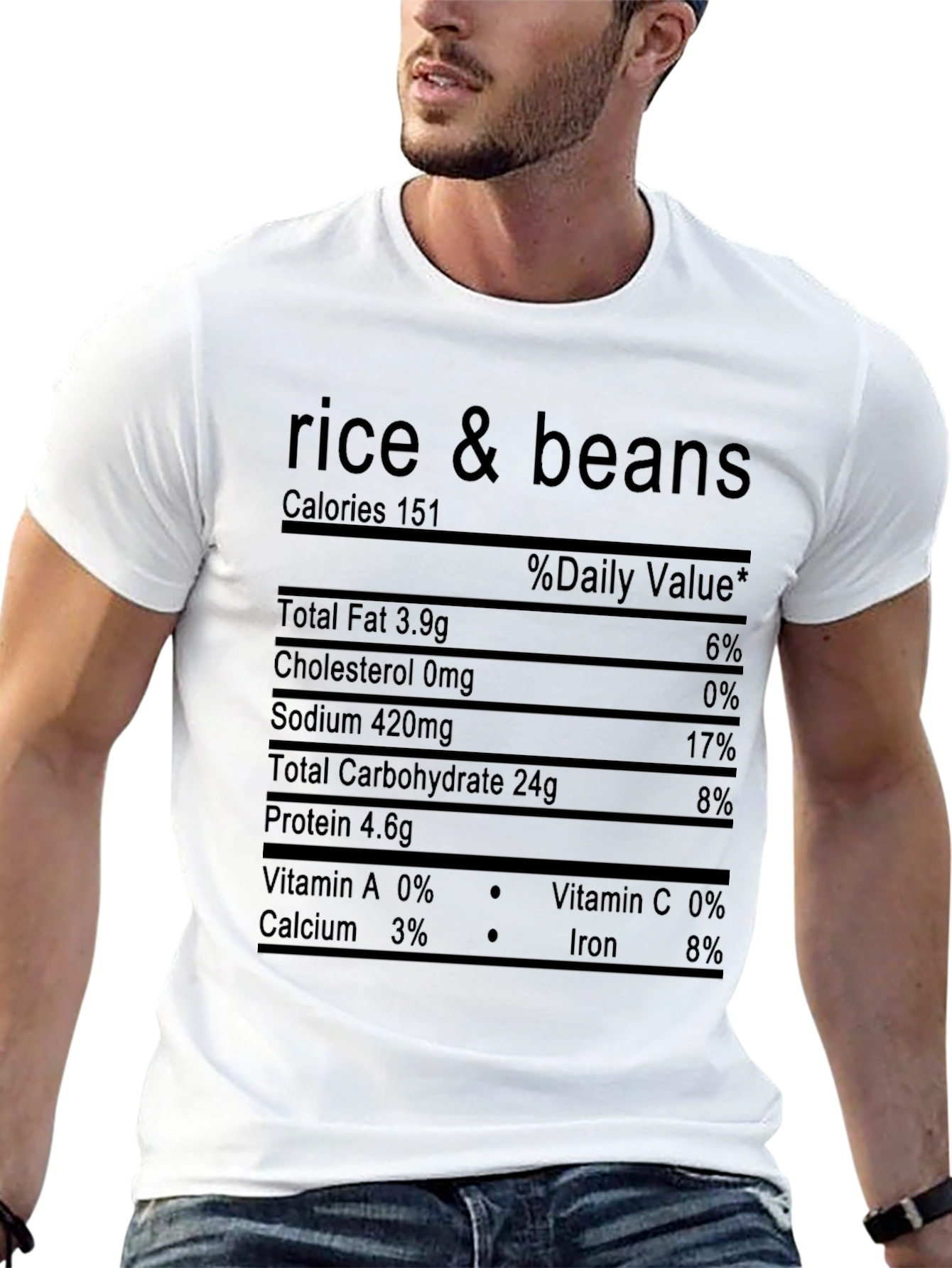 Black Rice & Beans Nutrition Facts Black T-Shirt view 13