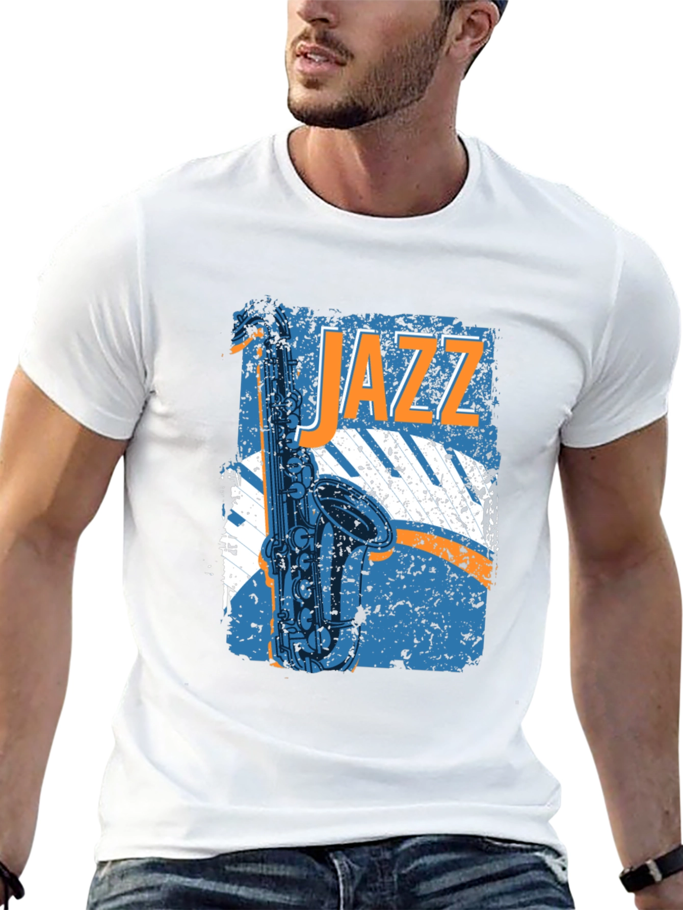 Black Jazz Saxophone Graphic T-Shirt - Music Lover Tee view 13