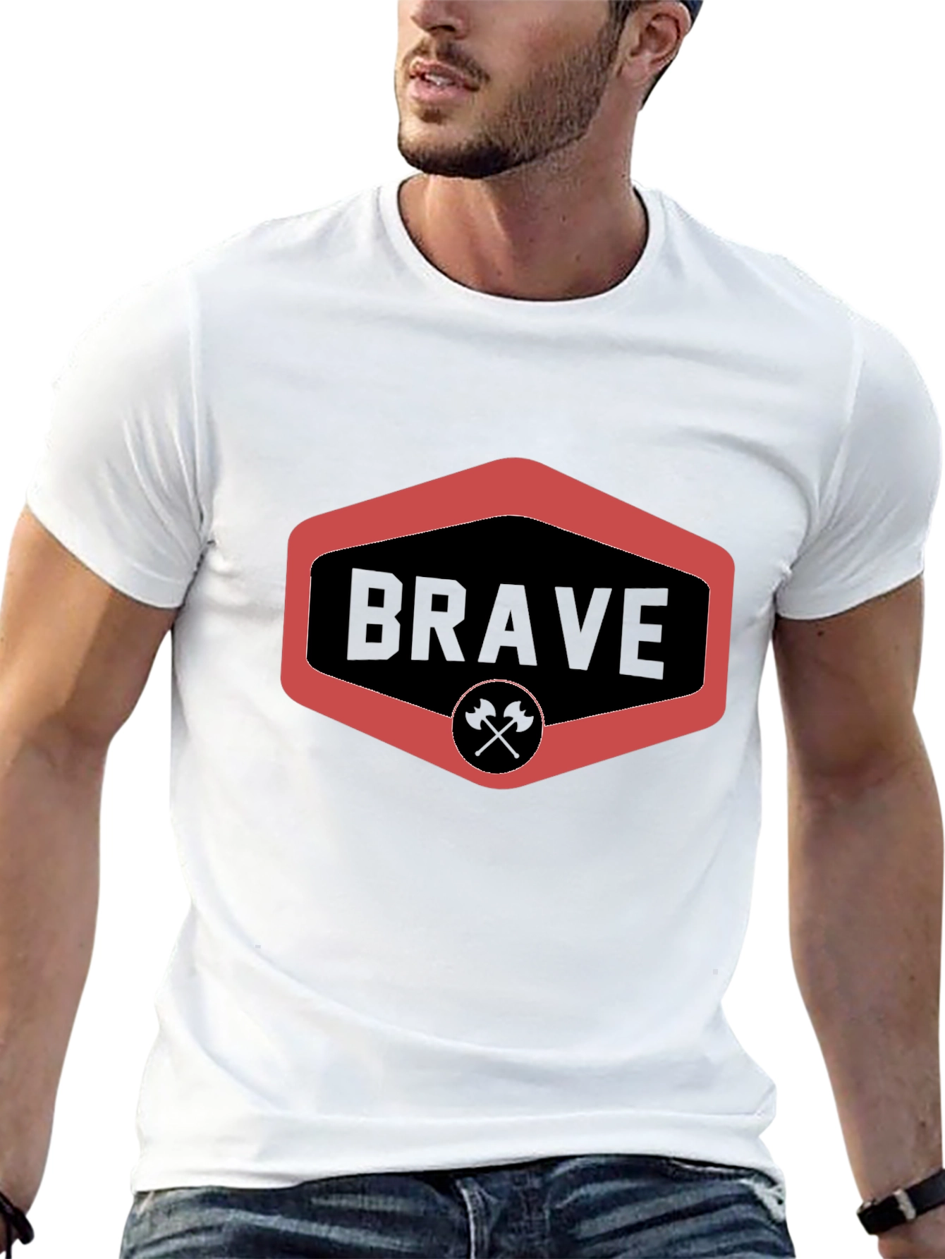 Black Brave Graphic Tee - Black Crew Neck view 13