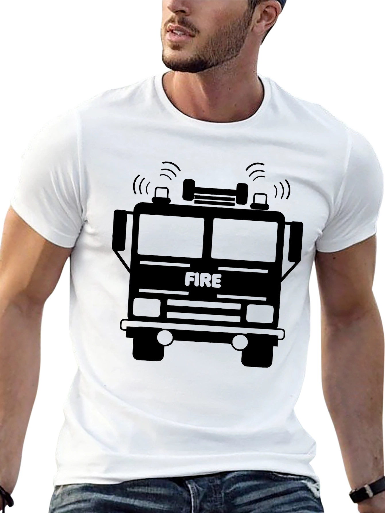 Black Fire Truck Graphic T-Shirt view 13