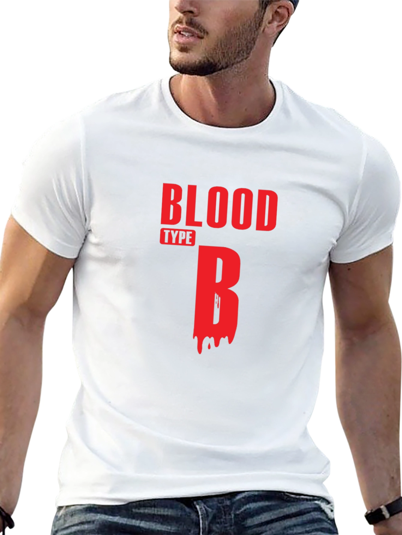Black Blood Type B Graphic T-Shirt - Casual Cotton Tee view 13