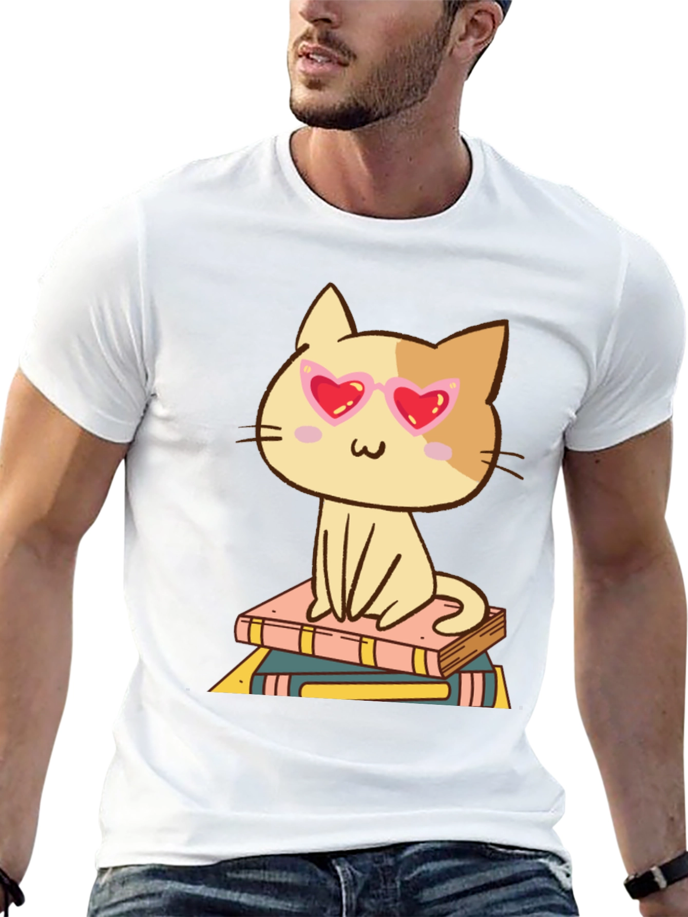 Black Cute Cat Reading Books T-Shirt view 13
