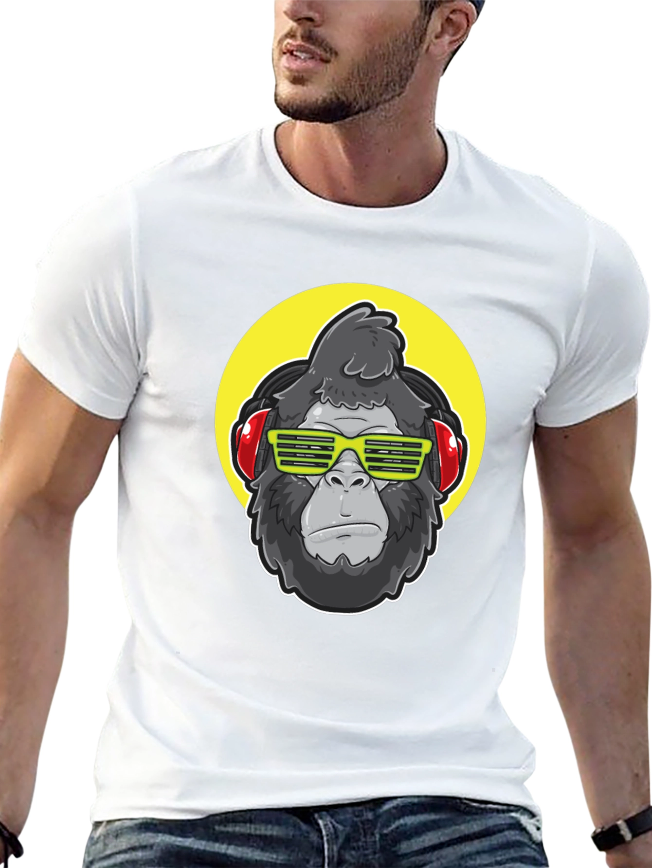 Black Cool Gorilla Graphic Tee - Music Lover Style view 13