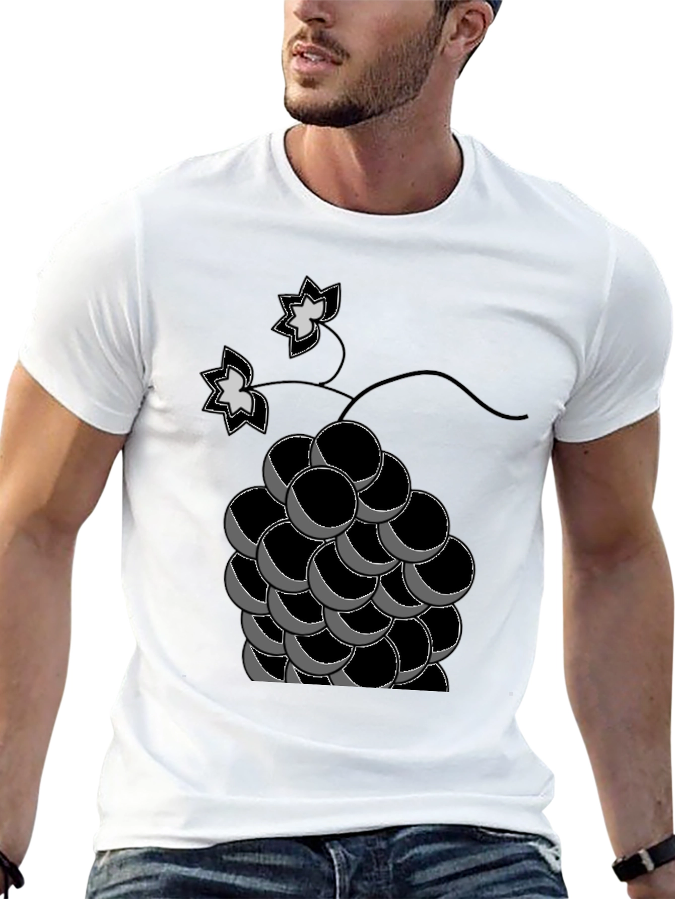 Black Grapes Graphic Tee - Black Cotton T-Shirt view 13