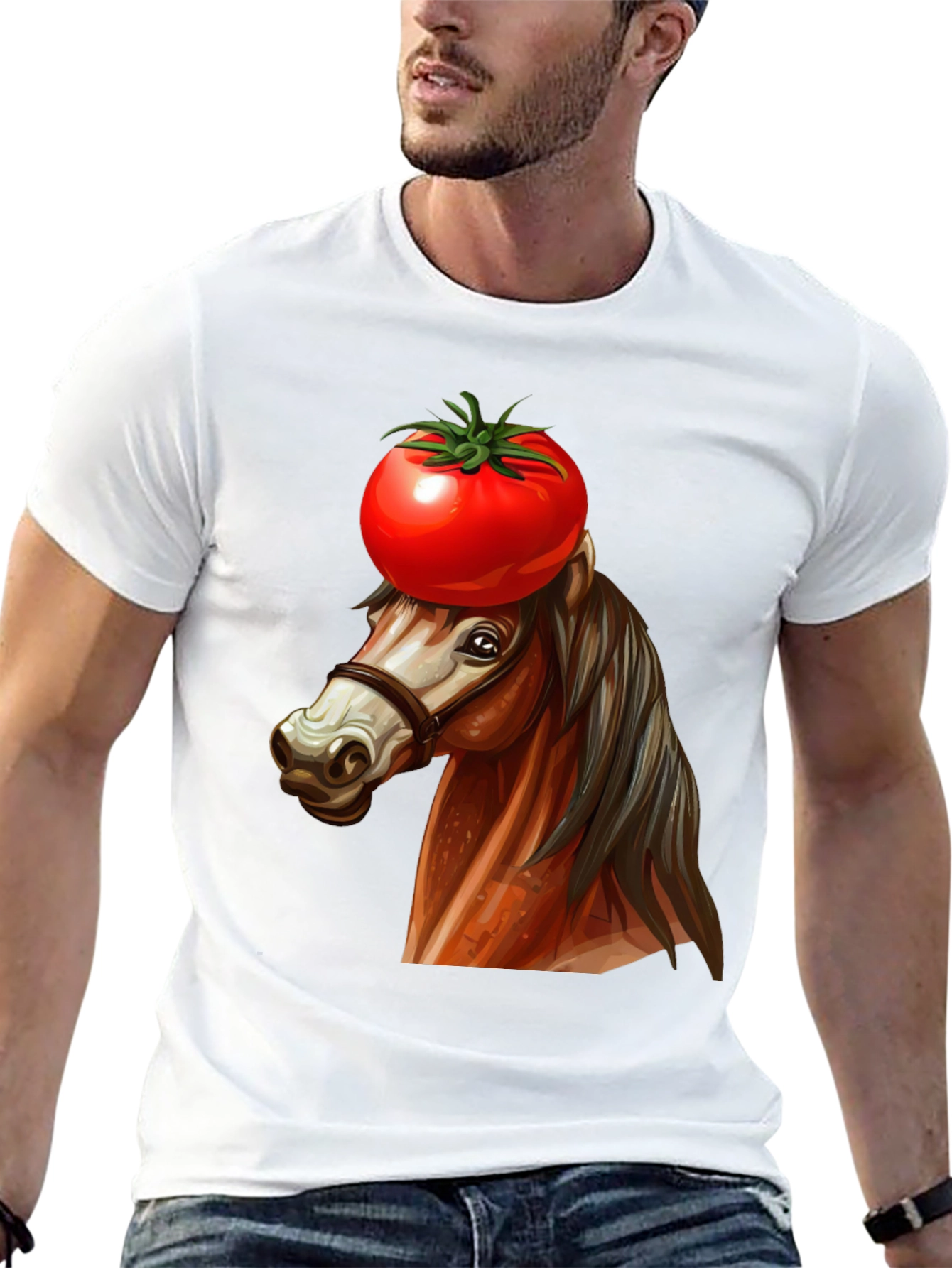 Black Tomato-Headed Horse Graphic Tee view 13