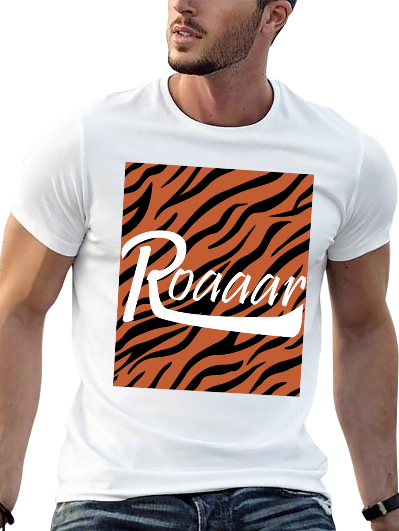 Black Roaar Tiger Stripe Graphic Tee view 13