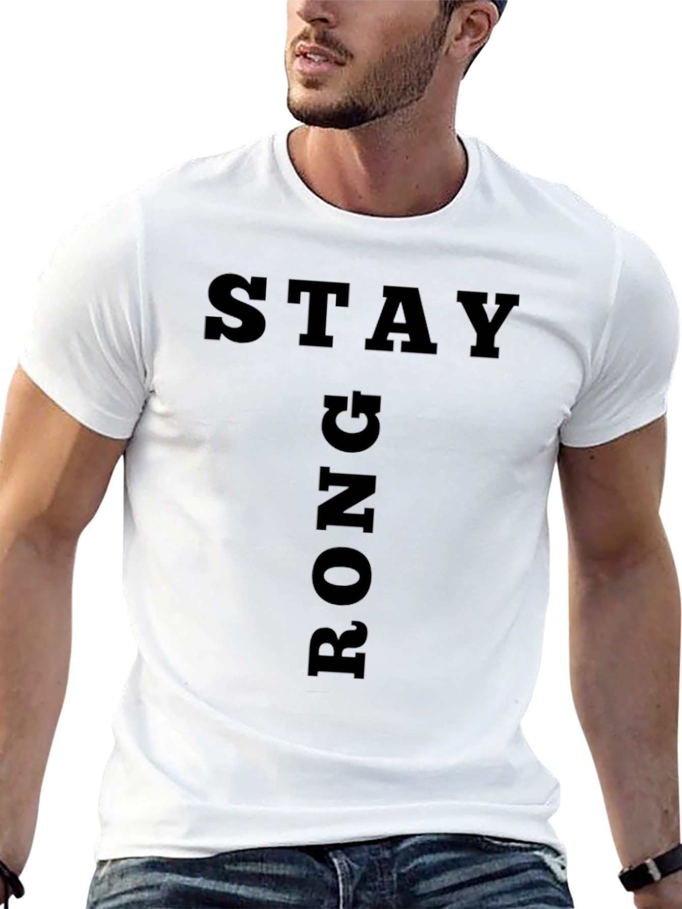 Black Stay Strong Graphic Black T-Shirt view 13