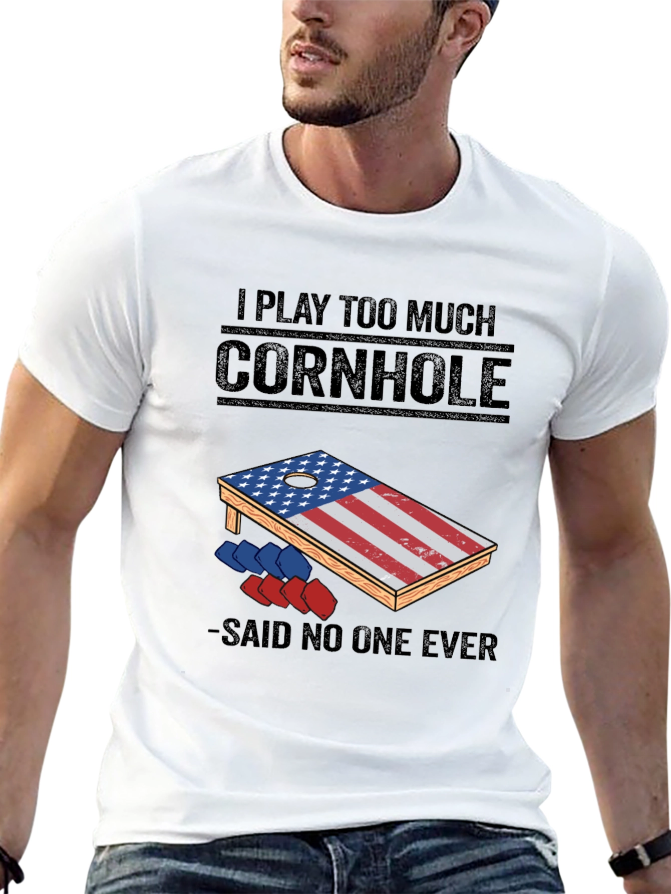 Black I Play Too Much Cornhole T-Shirt view 13