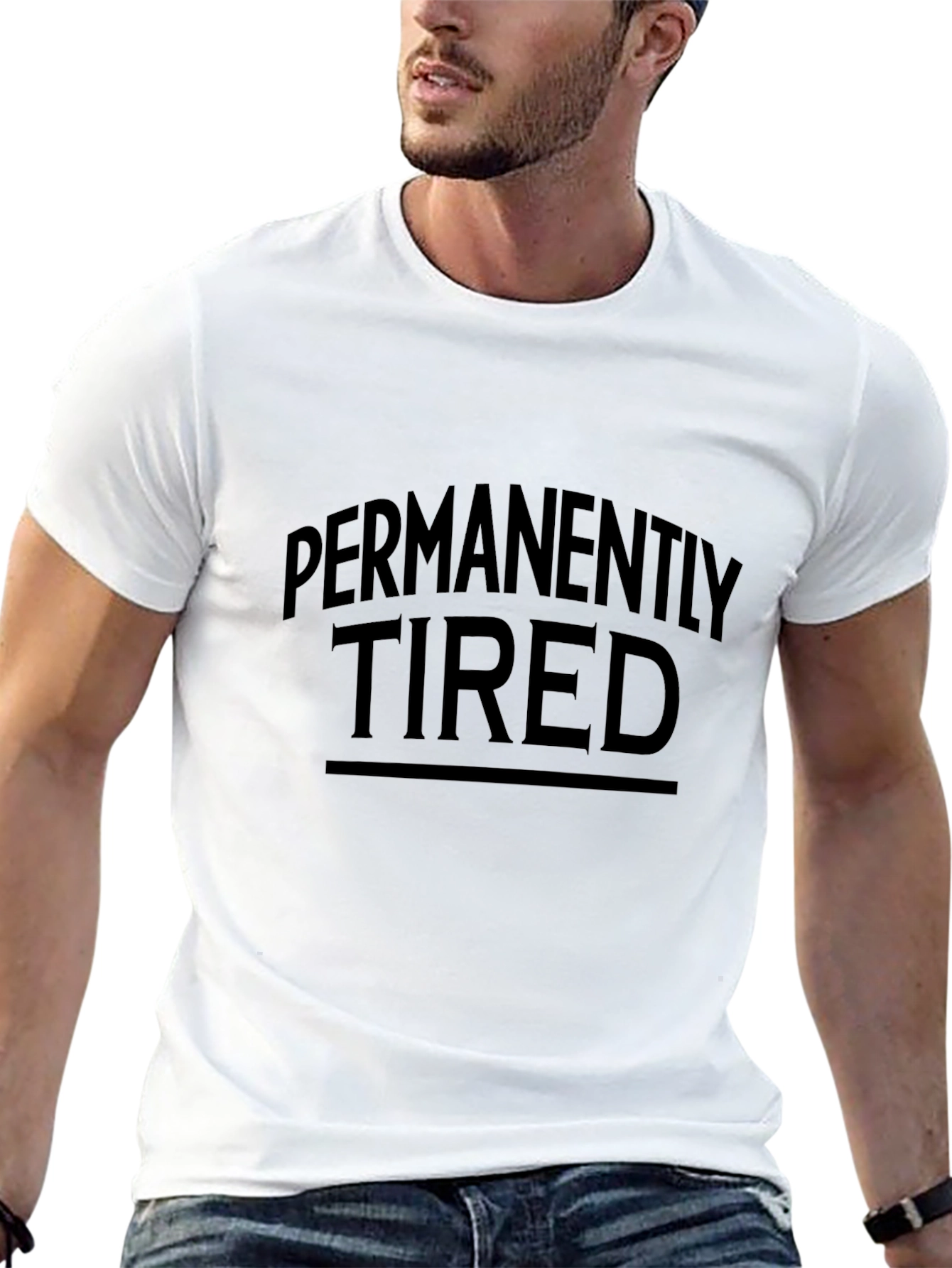 Black Permanently Tired Graphic Tee - Black Cotton T-Shirt view 13