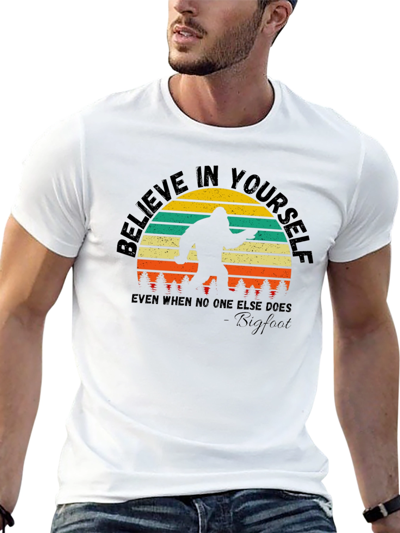 Black Believe in Yourself Bigfoot T-Shirt view 13