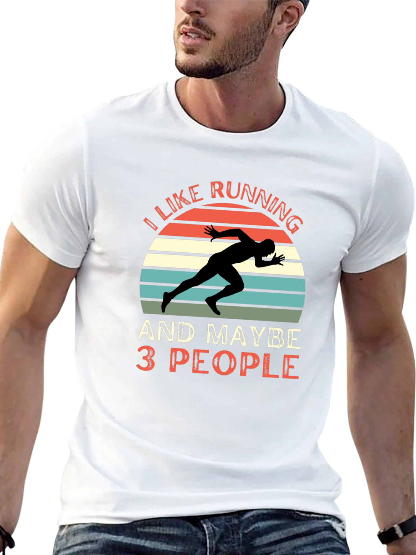 Black I Like Running and Maybe 3 People T-Shirt view 13