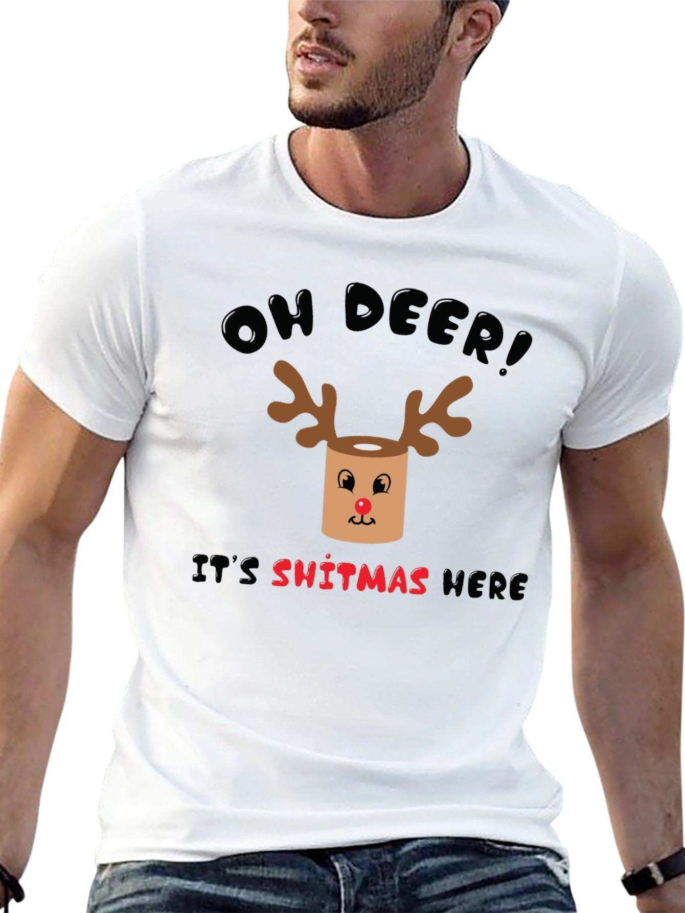Black Oh Deer! It's Sh*tmas Here Funny Christmas T-Shirt view 13