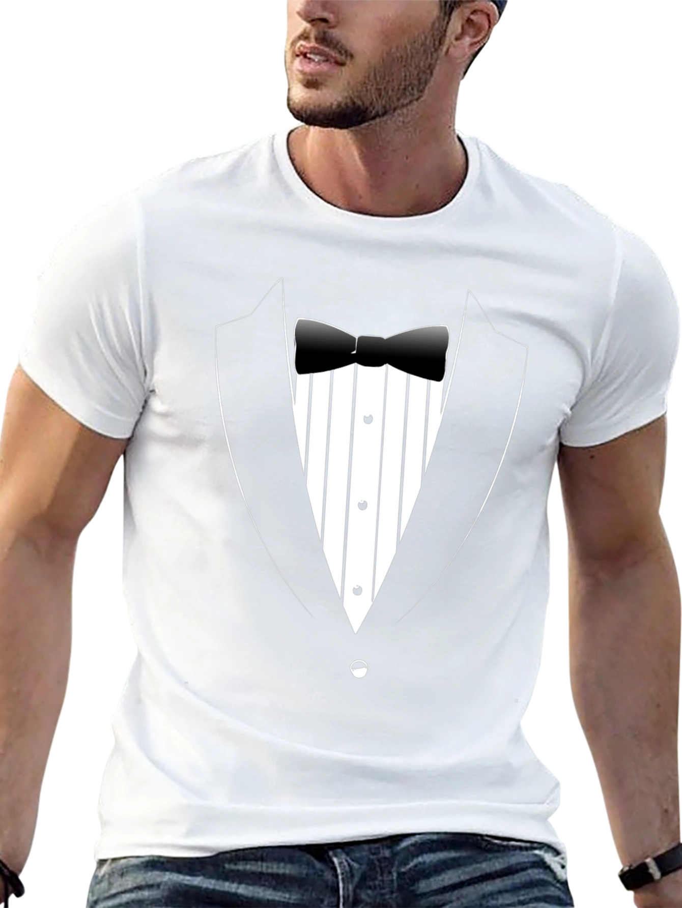 Black Tuxedo T-Shirt - Novelty Graphic Tee view 13
