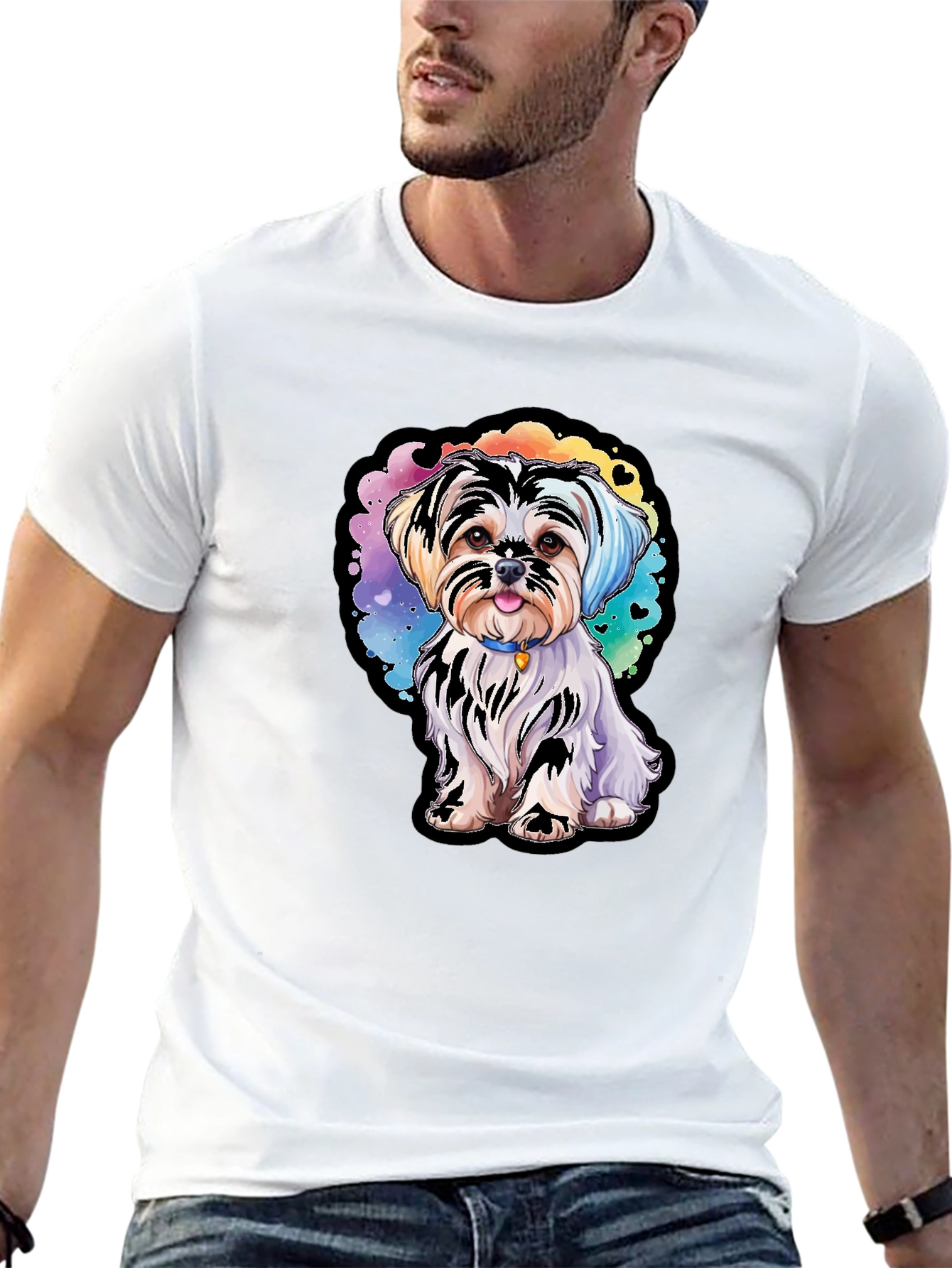 Black Cute Dog Graphic Tee - Stylish Unisex T-Shirt view 13