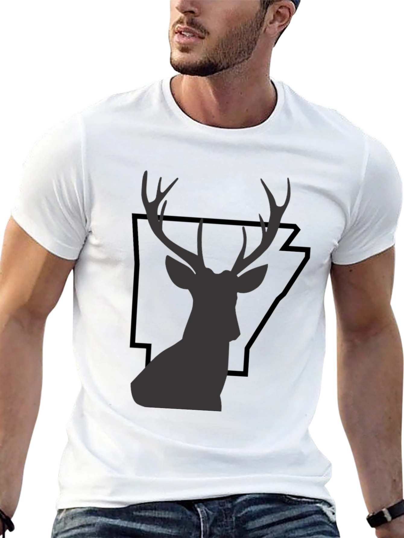Black Deer Graphic Tee - Black Cotton T-Shirt view 13