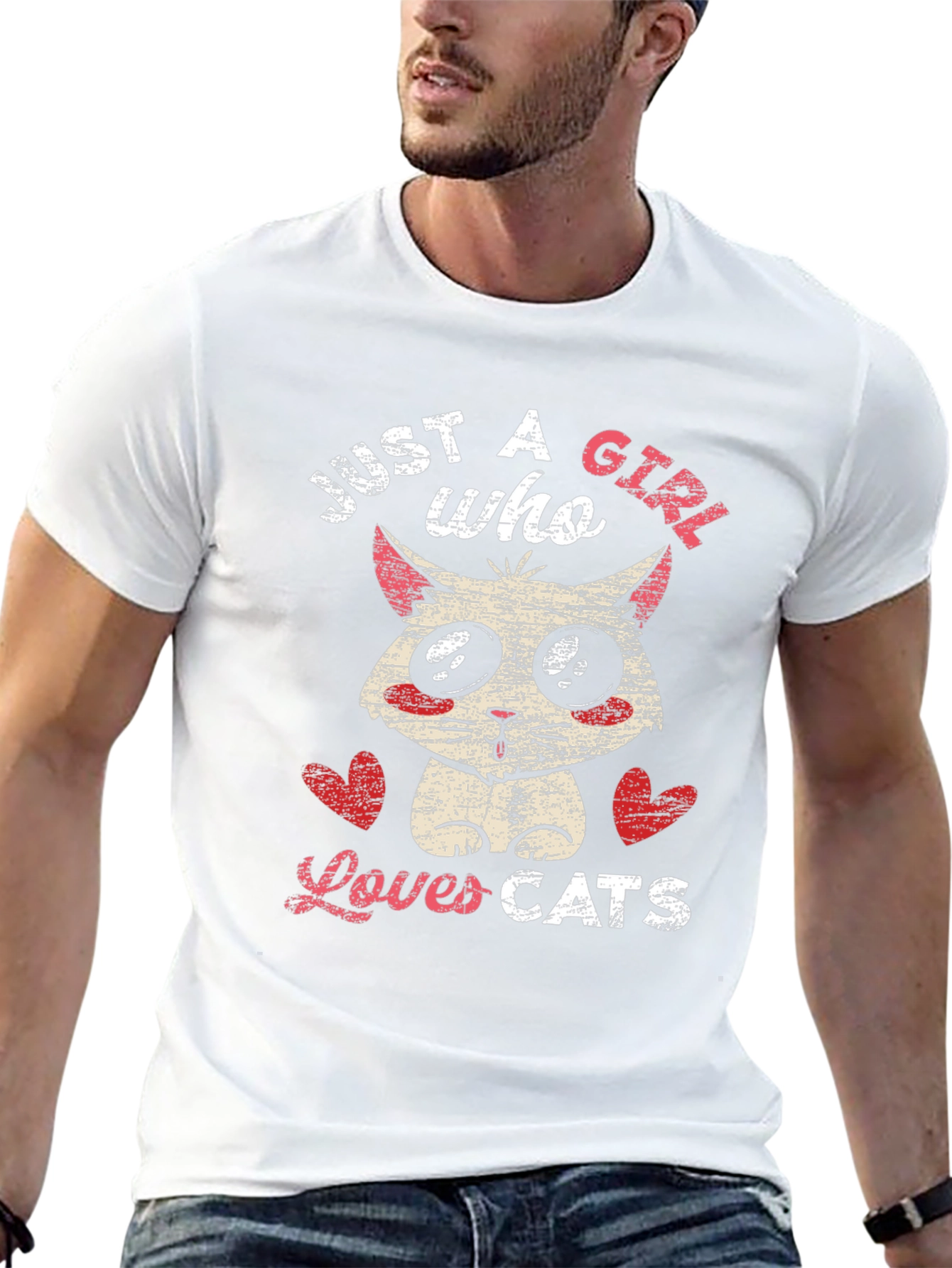 Black Just a Girl Who Loves Cats T-Shirt view 13