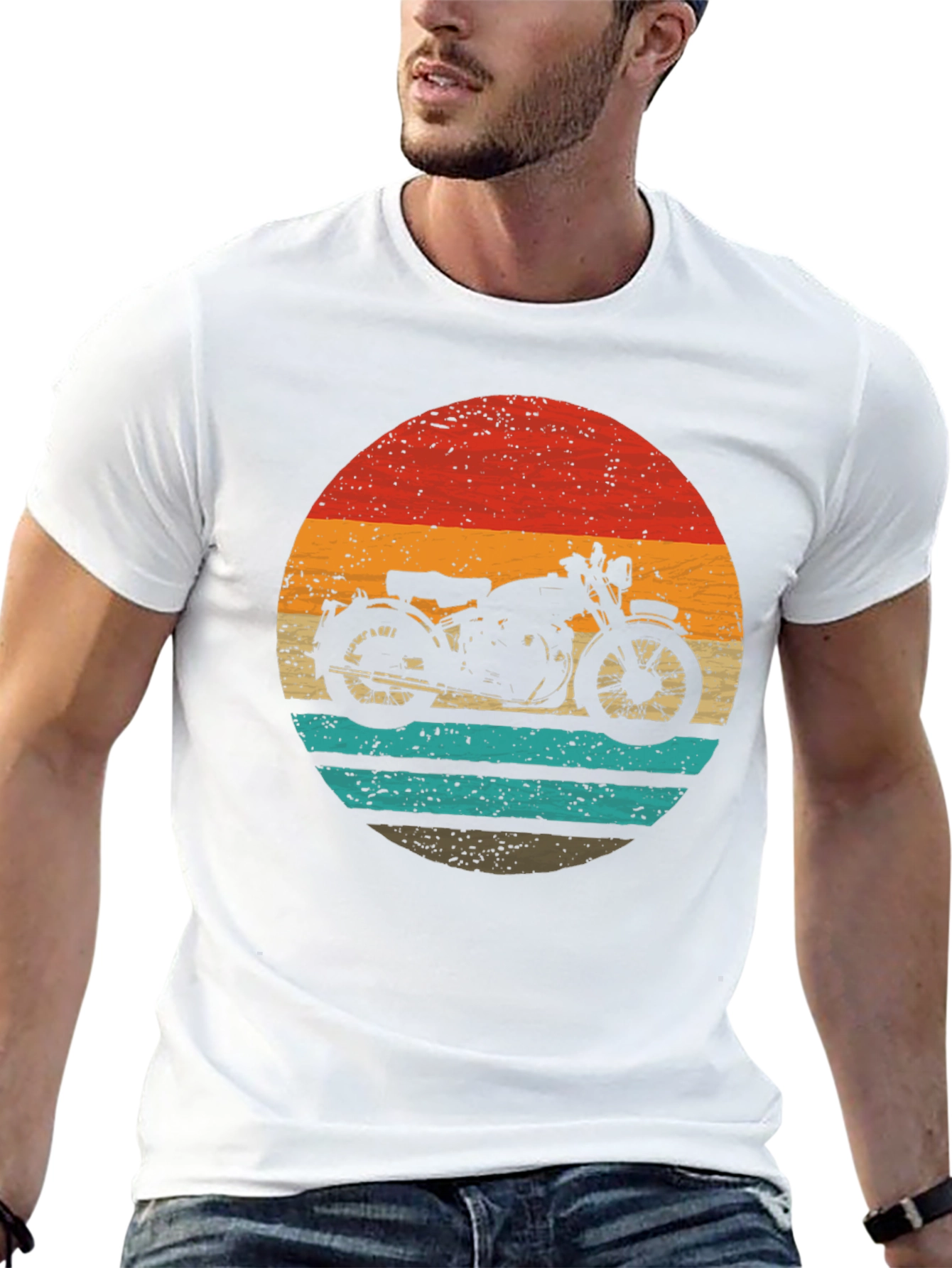 Black Retro Motorcycle Graphic Tee - Classic Style view 13