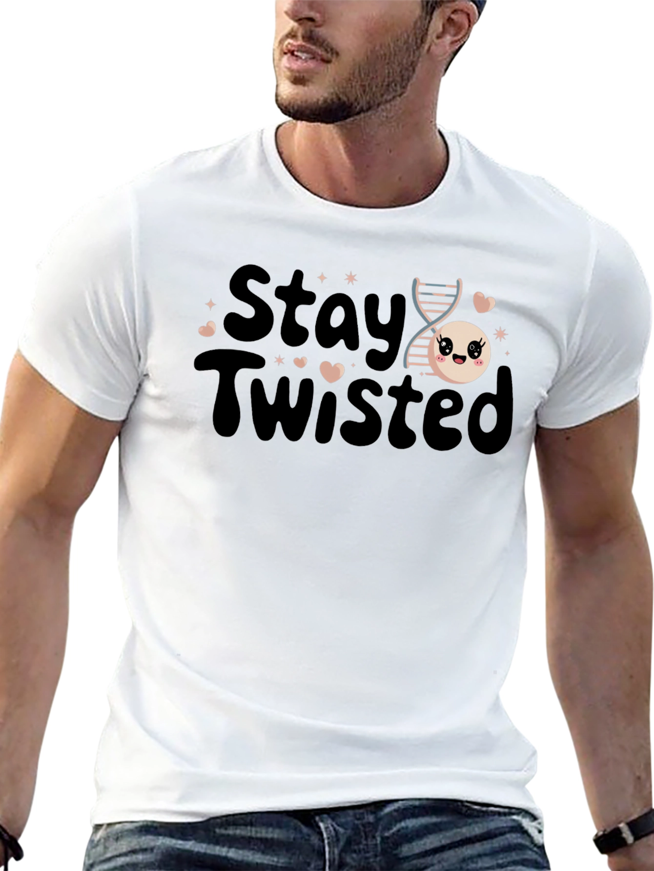 Black Stay Twisted DNA T-Shirt Funny Science Tee view 13