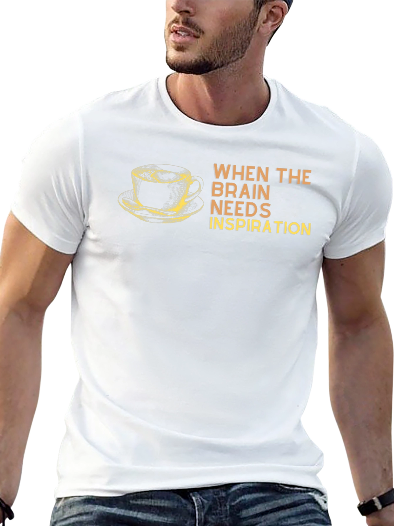 Black Brain Needs Inspiration Coffee T-Shirt view 13