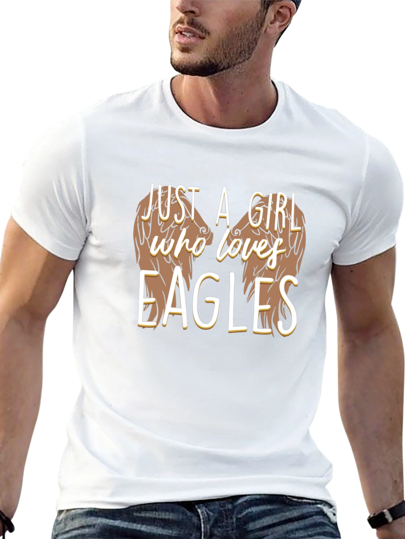 Black Just A Girl Who Loves Eagles Graphic Tee view 13