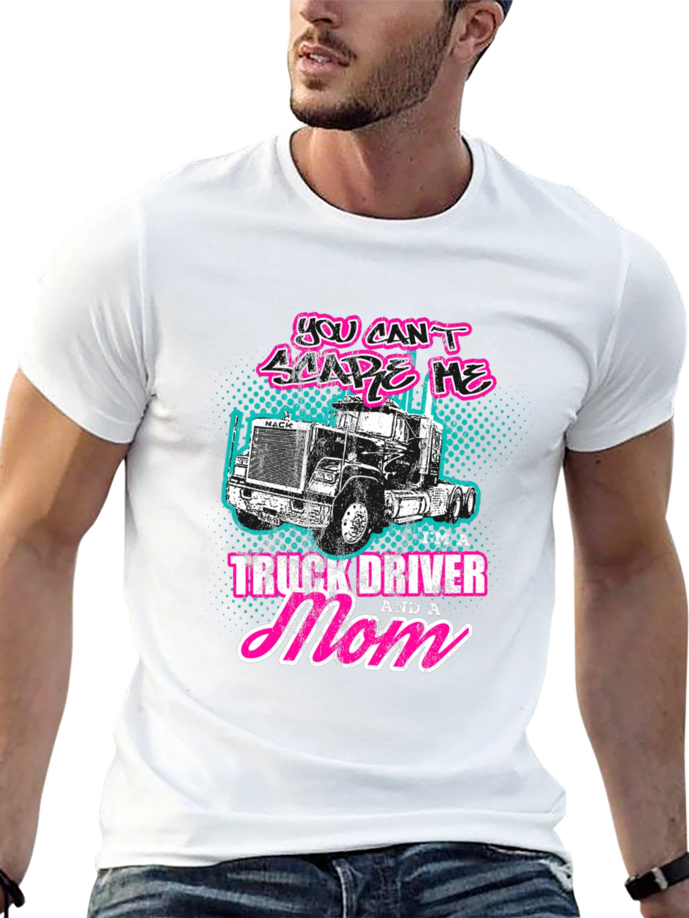 Black Truck Driver Mom T-Shirt - Black Crew Neck Tee view 13