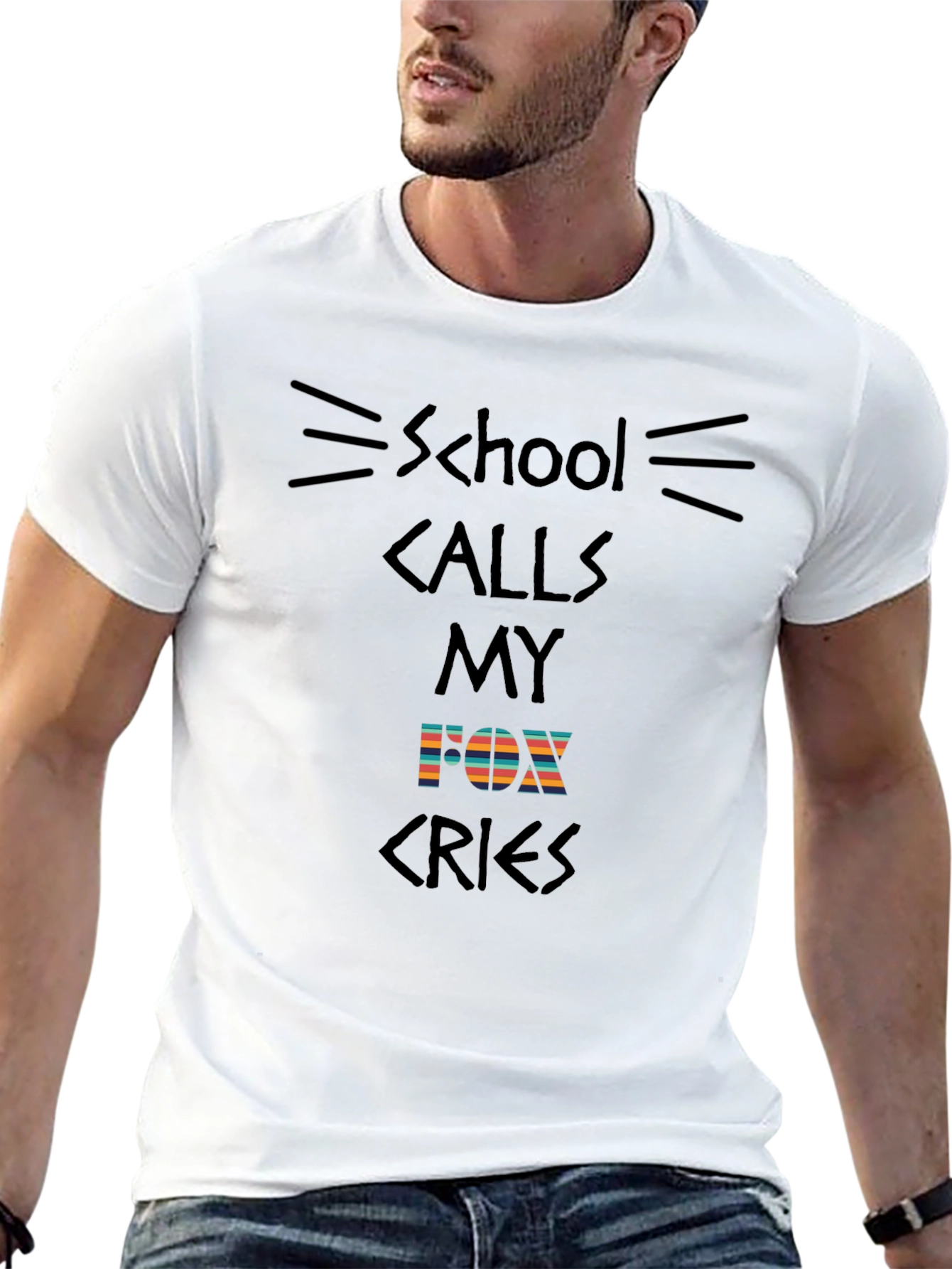 Black School Calls My Fox Cries T-Shirt - Novelty Graphic Tee view 13